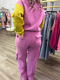 Fleece Lined Purple Pink Cargo Sweatpants-Lounge pants-ButterMelon-Peachy Keen Boutique, Women's Fashion Boutique, Located in Cape Girardeau and Dexter, MO