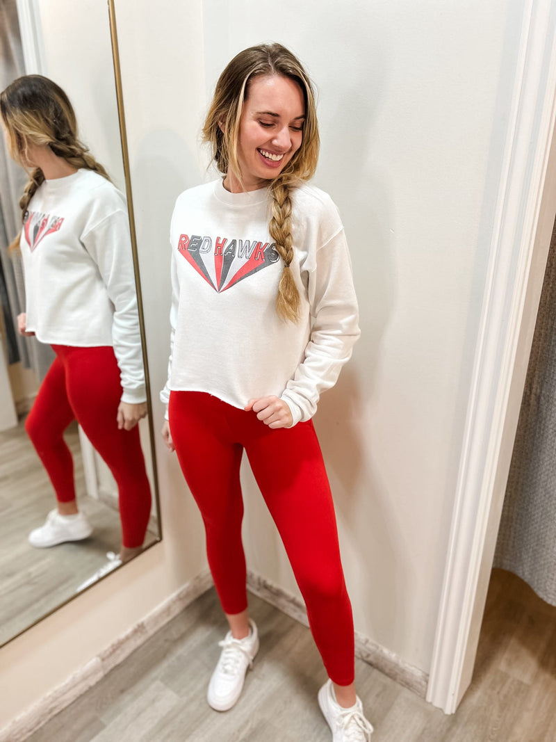 Full Length Butter Soft Red High Waisted Leggings-190 Leggins/Pants-Rae Mode-Peachy Keen Boutique, Women's Fashion Boutique, Located in Cape Girardeau and Dexter, MO