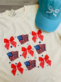 Red, White, & Bows Tee-130 Graphic T's-Peachy Keen Boutique-Peachy Keen Boutique, Women's Fashion Boutique, Located in Cape Girardeau and Dexter, MO