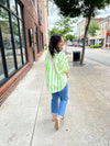 Margaritaville Striped Puff Sleeve Top-120 Blouses-Bibi-Peachy Keen Boutique, Women's Fashion Boutique, Located in Cape Girardeau and Dexter, MO