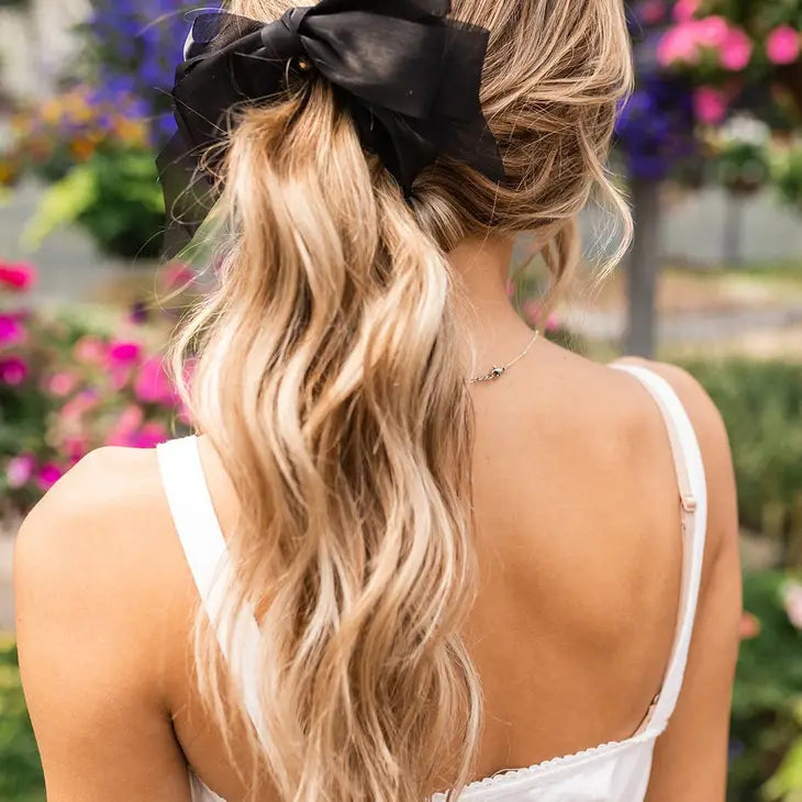 Black Sheer Banana Claw Clip Hair Bow-260 Hair Accessories-ANDI-Peachy Keen Boutique, Women's Fashion Boutique, Located in Cape Girardeau and Dexter, MO