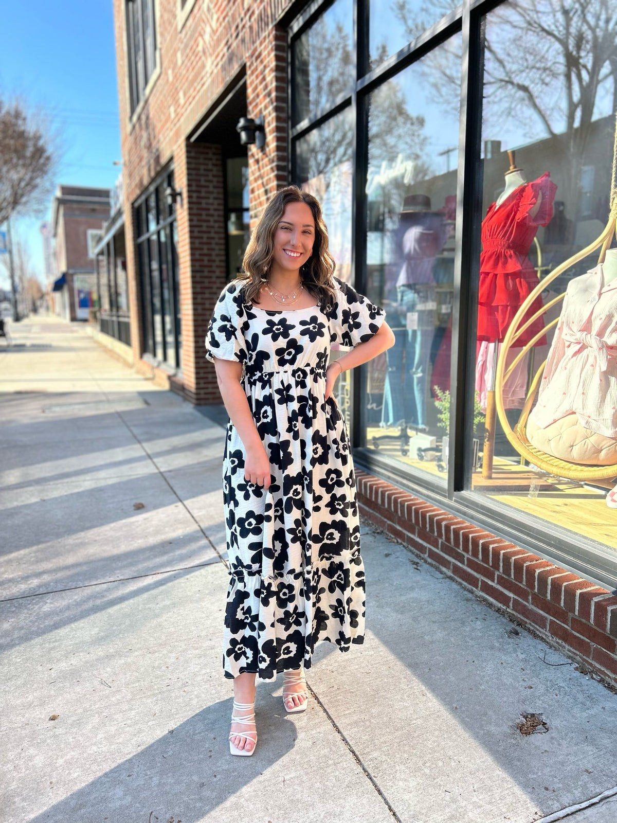Black Floral Printed Bubble Sleeve Maxi Dress-182 Dressy Dress-BaeVely-Peachy Keen Boutique, Women's Fashion Boutique, Located in Cape Girardeau and Dexter, MO