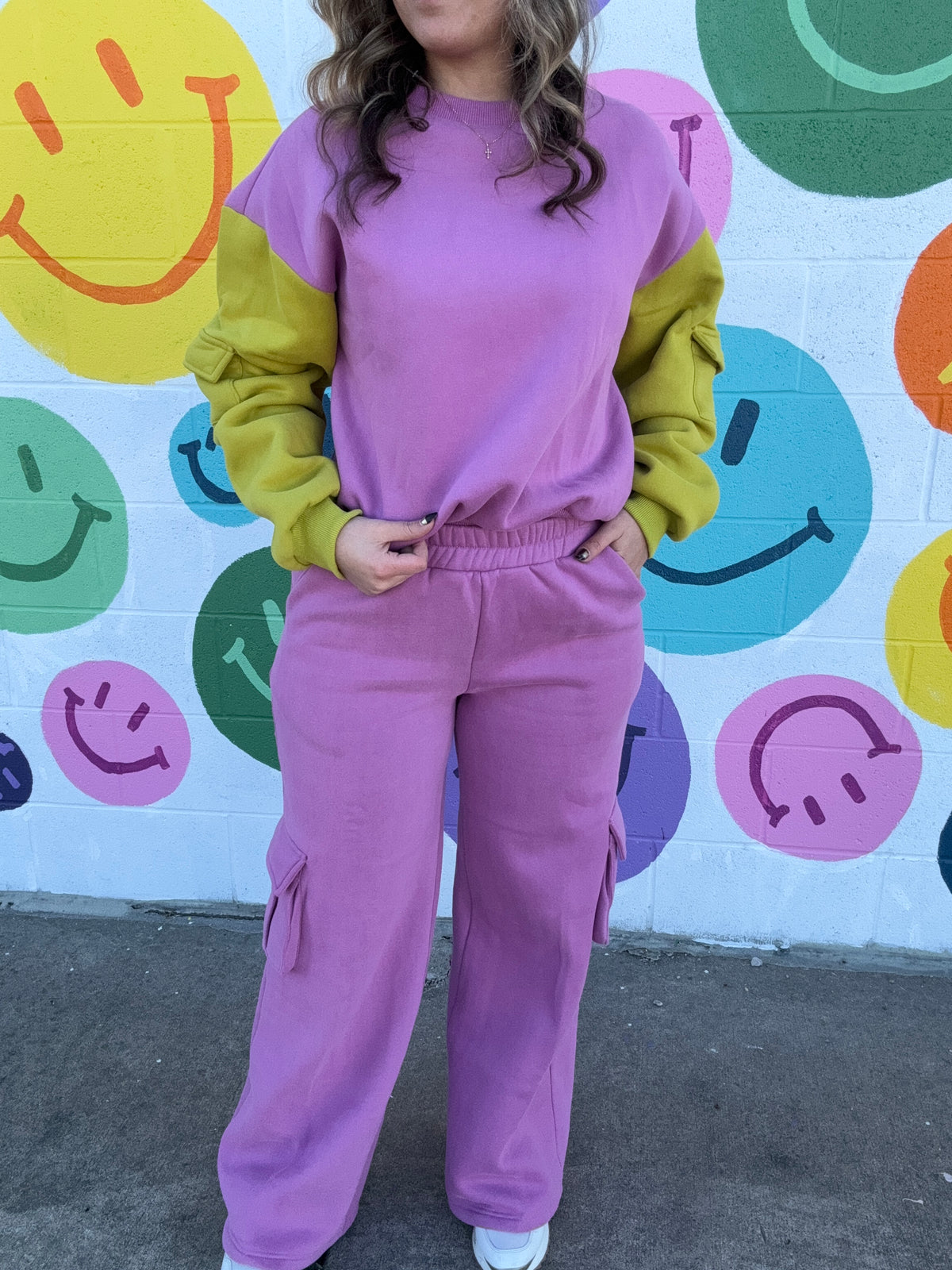 Fleece Lined Purple Pink Cargo Sweatpants-Lounge pants-ButterMelon-Peachy Keen Boutique, Women's Fashion Boutique, Located in Cape Girardeau and Dexter, MO