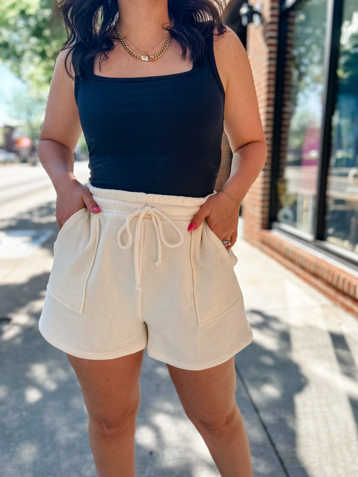 Terrie Cream Knit Shorts-200 Shorts/Skirts-BucketList-Peachy Keen Boutique, Women's Fashion Boutique, Located in Cape Girardeau and Dexter, MO