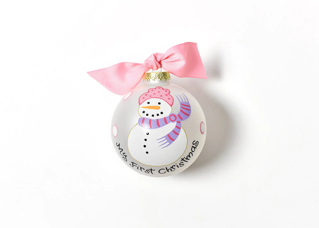 My First Christmas Snowman Girl Glass Ornament-310 Home-Happy Everything-Peachy Keen Boutique, Women's Fashion Boutique, Located in Cape Girardeau and Dexter, MO