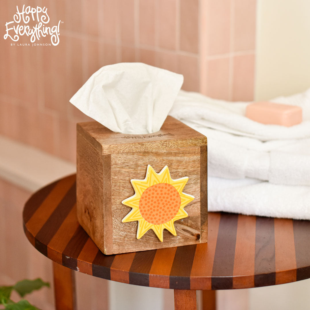Mini Square Wood Tissue Box-310 Home-Happy Everything-Peachy Keen Boutique, Women's Fashion Boutique, Located in Cape Girardeau and Dexter, MO