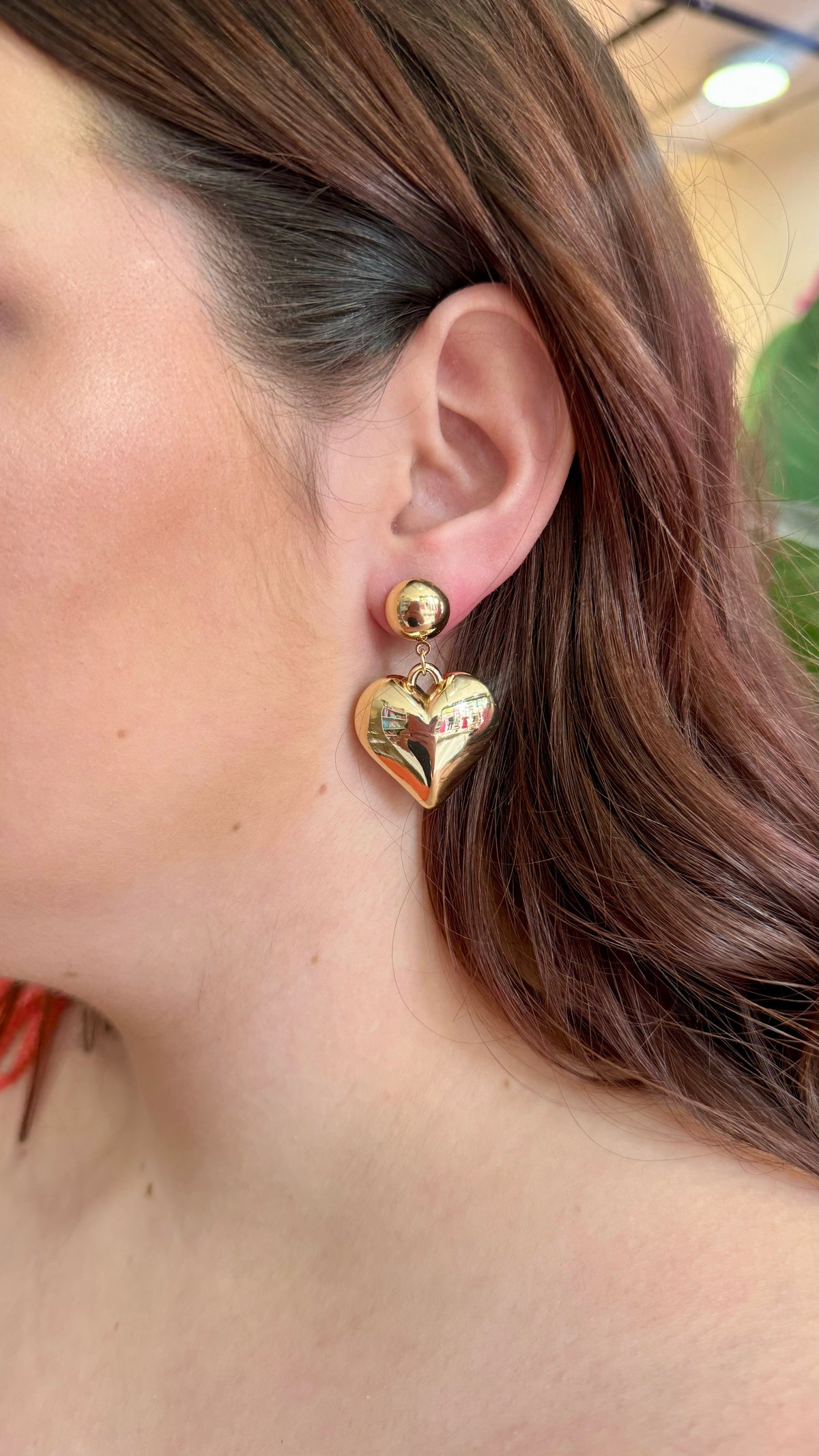 Bebe Gold Heart Dangle Earring-earrings-Kenze Panne-Peachy Keen Boutique, Women's Fashion Boutique, Located in Cape Girardeau and Dexter, MO
