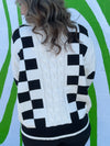 Black and Off-White Checkered Sweater-140 Sweaters-mello-Peachy Keen Boutique, Women's Fashion Boutique, Located in Cape Girardeau and Dexter, MO