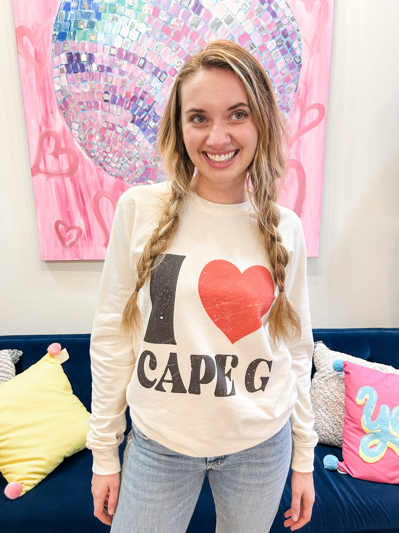 I Heart Cape G Sweatshirt-150 Hoodies/Pullovers-Mamie Ruth-Peachy Keen Boutique, Women's Fashion Boutique, Located in Cape Girardeau and Dexter, MO
