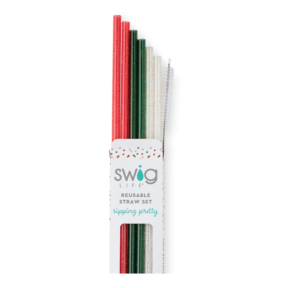 Christmas Glitter Reusable Straw Set-310 Home-Swig-Peachy Keen Boutique, Women's Fashion Boutique, Located in Cape Girardeau and Dexter, MO