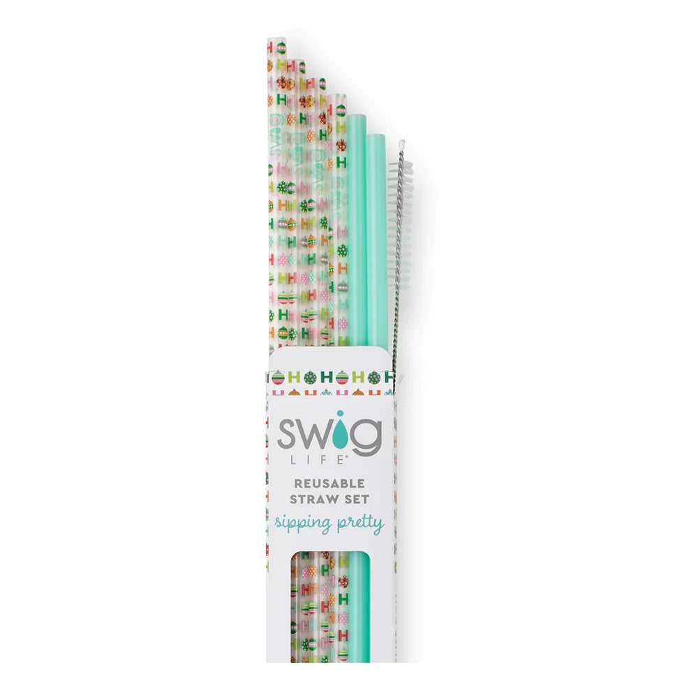 HoHoHo + Mint Reusable Straw Set-310 Home-Swig-Peachy Keen Boutique, Women's Fashion Boutique, Located in Cape Girardeau and Dexter, MO