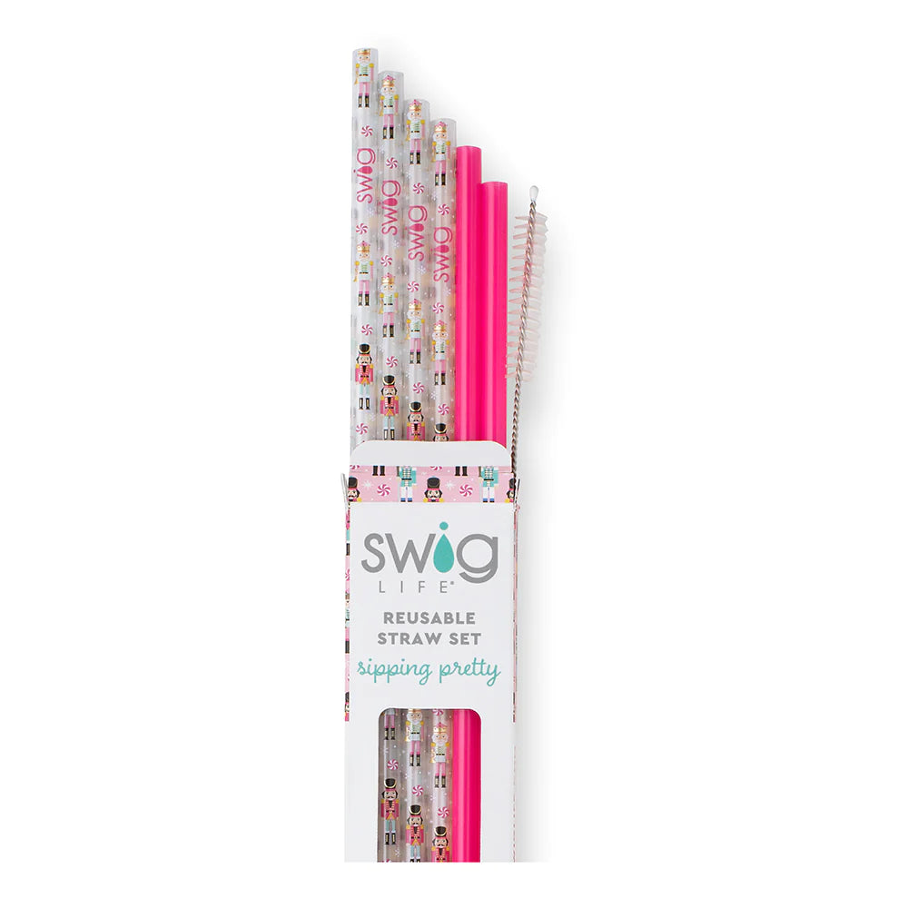 Nutcracker + Hot Pink Reusable Straw Set-310 Home-Swig-Peachy Keen Boutique, Women's Fashion Boutique, Located in Cape Girardeau and Dexter, MO