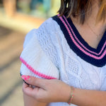 Pink & Black Ruffle Trim Sweater Vest-Tops-Day + Moon-Peachy Keen Boutique, Women's Fashion Boutique, Located in Cape Girardeau and Dexter, MO