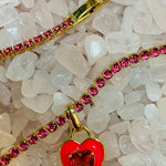 Stone Cold Heart Rhinestone Necklace, Pink-Necklaces-Qingdao Dadongsheng Jewelry Co.-Peachy Keen Boutique, Women's Fashion Boutique, Located in Cape Girardeau and Dexter, MO