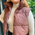 Bella Coffee Puffer Vest-Outerwear - Vests-Zenana-Peachy Keen Boutique, Women's Fashion Boutique, Located in Cape Girardeau and Dexter, MO