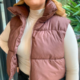 Bella Coffee Puffer Vest-Outerwear - Vests-Zenana-Peachy Keen Boutique, Women's Fashion Boutique, Located in Cape Girardeau and Dexter, MO