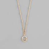 Gold Crystal Initial Necklace-Jewelry - Necklaces-Golden Stella-Peachy Keen Boutique, Women's Fashion Boutique, Located in Cape Girardeau and Dexter, MO