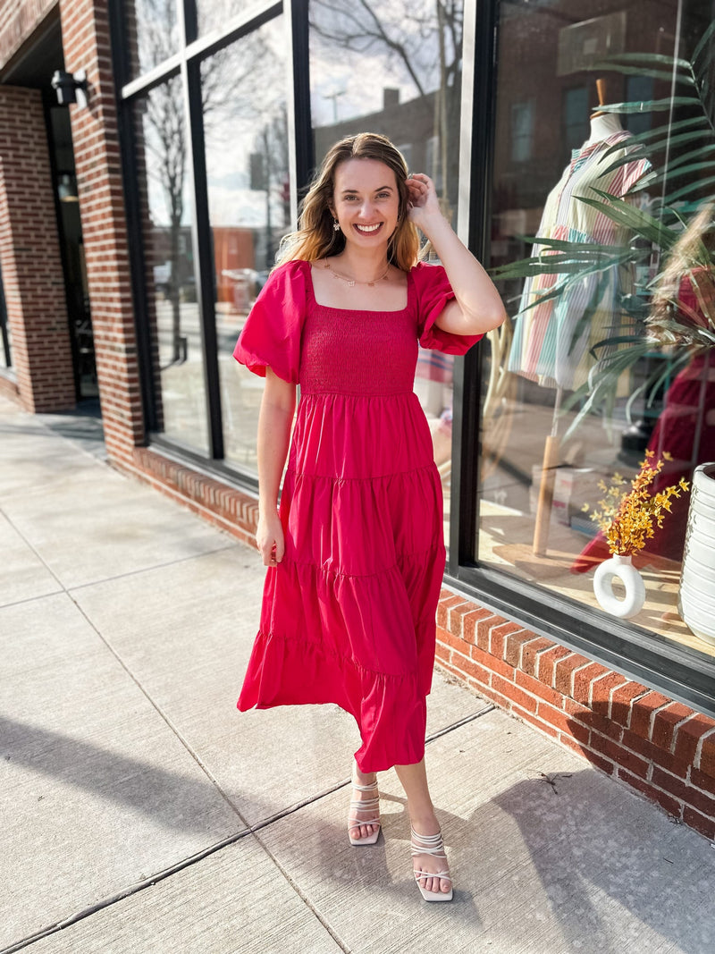 Summer Romance Dress, Fuchsia-181 Casual Dress-Entro-Peachy Keen Boutique, Women's Fashion Boutique, Located in Cape Girardeau and Dexter, MO