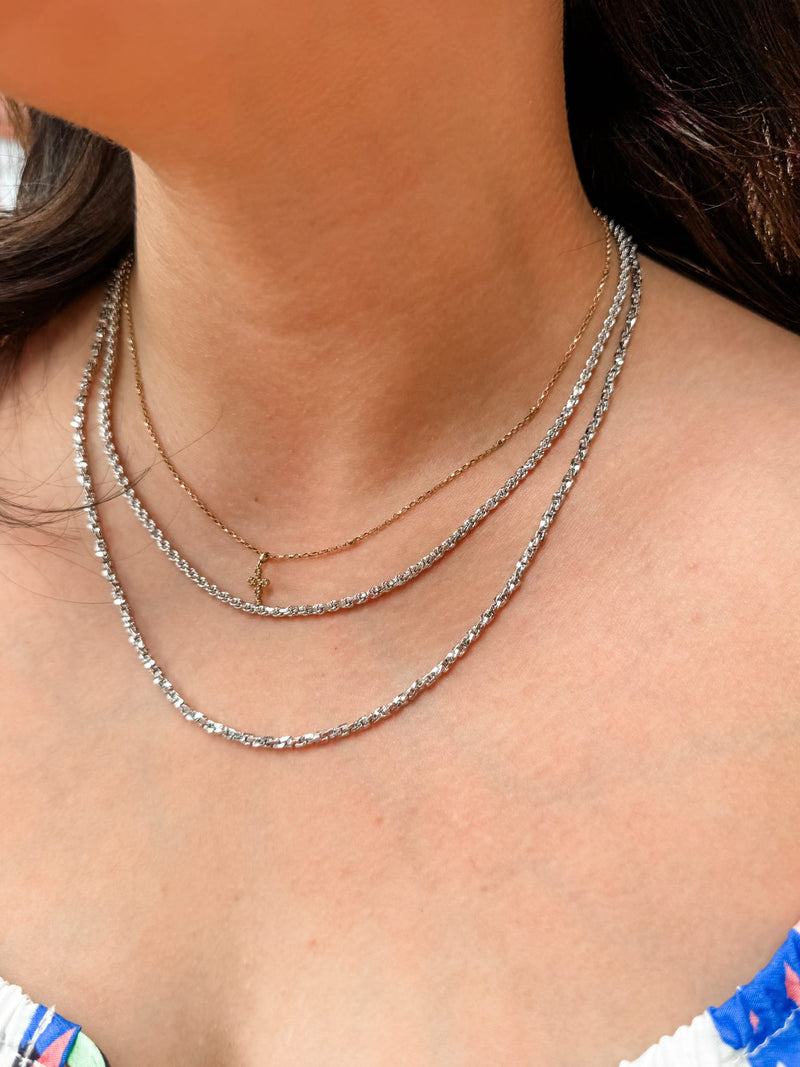 Dianna Double Layered Silver Necklace-Necklaces-Kenze Panne-Peachy Keen Boutique, Women's Fashion Boutique, Located in Cape Girardeau and Dexter, MO