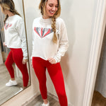 Redhawks Burst Cropped Sweatshirt-Tops - Sweatshirts-Mamie Ruth-Peachy Keen Boutique, Women's Fashion Boutique, Located in Cape Girardeau and Dexter, MO