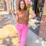 Hot Pink Distressed Hem Jeans-Bottoms - Denim-Zenana-Peachy Keen Boutique, Women's Fashion Boutique, Located in Cape Girardeau and Dexter, MO