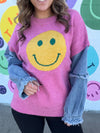 Denim Smiley Sweater-140 Sweaters-Bibi-Peachy Keen Boutique, Women's Fashion Boutique, Located in Cape Girardeau and Dexter, MO