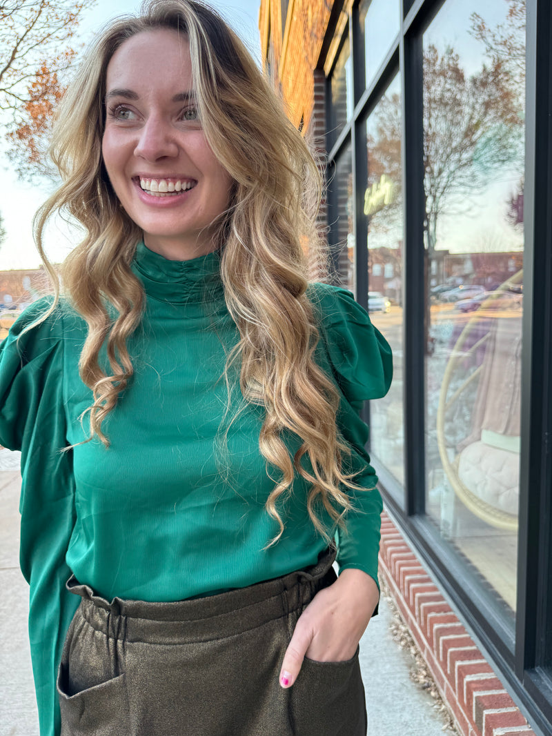 Sincerely Ours | Forest Green Long Sleeve Top-long sleeve blouse-Sincerely Ours-Peachy Keen Boutique, Women's Fashion Boutique, Located in Cape Girardeau and Dexter, MO