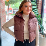 Bella Coffee Puffer Vest-Outerwear - Vests-Zenana-Peachy Keen Boutique, Women's Fashion Boutique, Located in Cape Girardeau and Dexter, MO