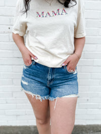 Hidden | Kenzie Dark Blue Distressed Mid Rise Denim Shorts-200 Shorts/Skirts-Hidden-Peachy Keen Boutique, Women's Fashion Boutique, Located in Cape Girardeau and Dexter, MO