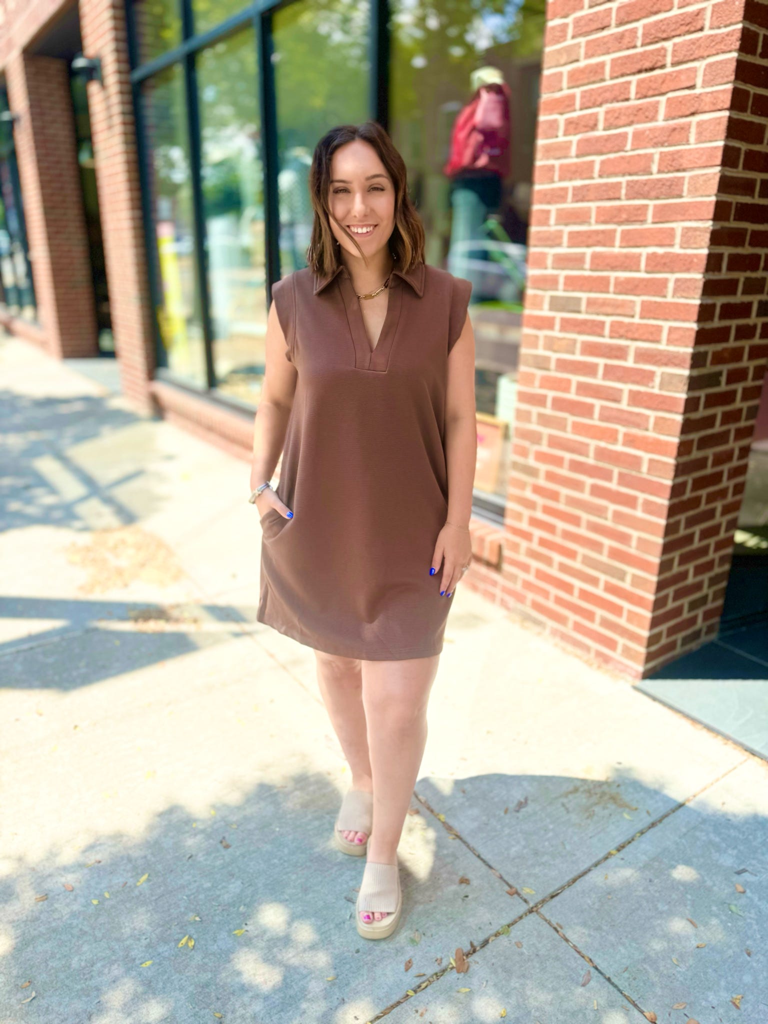 Espresso Textured Tennis Dress-Dresses-Entro-Peachy Keen Boutique, Women's Fashion Boutique, Located in Cape Girardeau and Dexter, MO