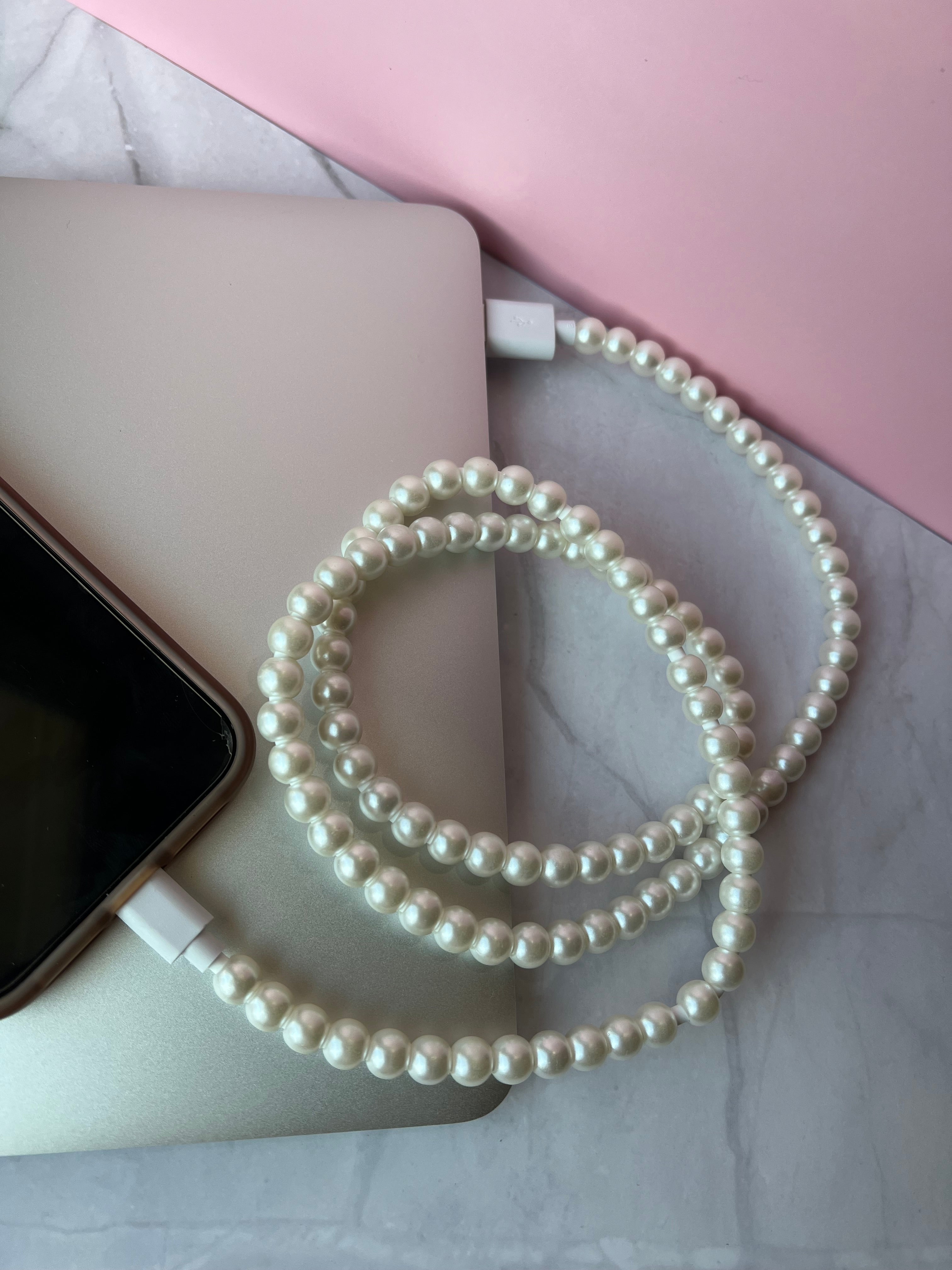 Pearl Beaded Charging Cable-Home - Tech-Peachy Keen Boutique-Peachy Keen Boutique, Women's Fashion Boutique, Located in Cape Girardeau and Dexter, MO