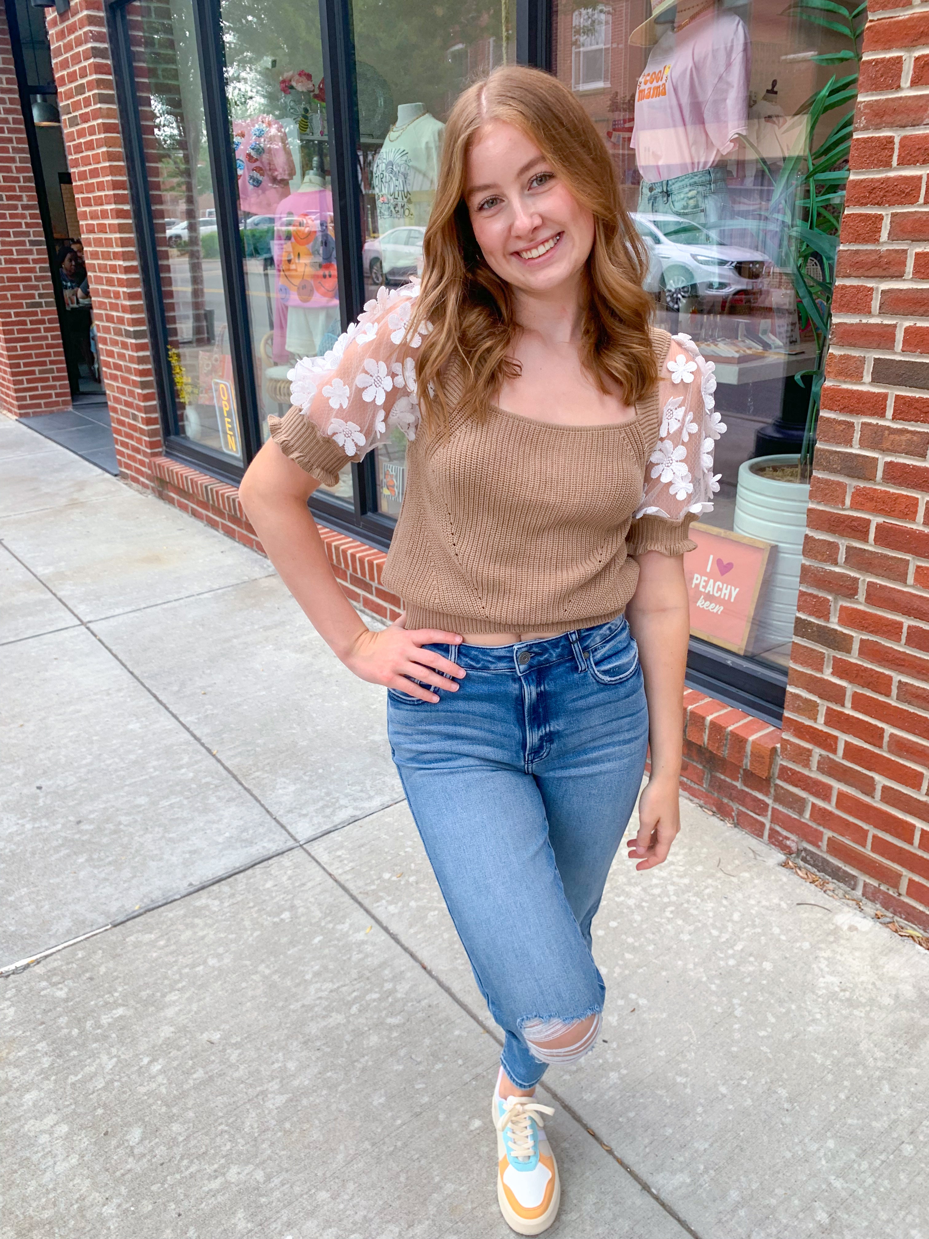 Myra Floral Sleeve Top-Tops-So Me-Peachy Keen Boutique, Women's Fashion Boutique, Located in Cape Girardeau and Dexter, MO