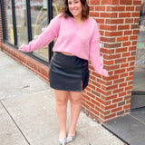 Vegan Faux Leather Side Slit Skort-Bottoms - Skirts-Anniewear-Peachy Keen Boutique, Women's Fashion Boutique, Located in Cape Girardeau and Dexter, MO