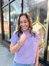 Lavender Short Sleeve Pocket Knit Sweater Top-Short Sleeve sweater top-Entro-Peachy Keen Boutique, Women's Fashion Boutique, Located in Cape Girardeau and Dexter, MO