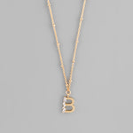 Gold Crystal Initial Necklace-Jewelry - Necklaces-Golden Stella-Peachy Keen Boutique, Women's Fashion Boutique, Located in Cape Girardeau and Dexter, MO