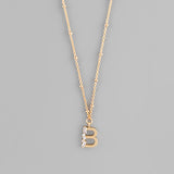 Gold Crystal Initial Necklace-Jewelry - Necklaces-Golden Stella-Peachy Keen Boutique, Women's Fashion Boutique, Located in Cape Girardeau and Dexter, MO