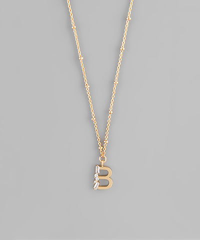 Gold Crystal Initial Necklace