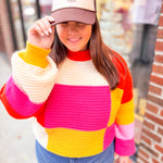 Rust Color Combo Textured Colorblock Sweater-Tops - Sweaters-Bibi-Peachy Keen Boutique, Women's Fashion Boutique, Located in Cape Girardeau and Dexter, MO