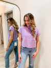Lavender Short Sleeve Pocket Knit Sweater Top-Short Sleeve sweater top-Entro-Peachy Keen Boutique, Women's Fashion Boutique, Located in Cape Girardeau and Dexter, MO