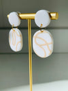 White and Tan Swirl Clay Earrings-Earrings-Golden Stella-Peachy Keen Boutique, Women's Fashion Boutique, Located in Cape Girardeau and Dexter, MO