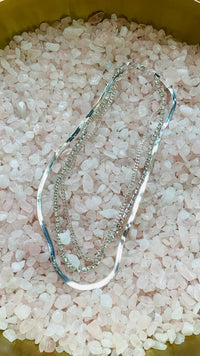 Tina Silver Crystal Layered Necklace-Necklaces-Kenze Panne-Peachy Keen Boutique, Women's Fashion Boutique, Located in Cape Girardeau and Dexter, MO