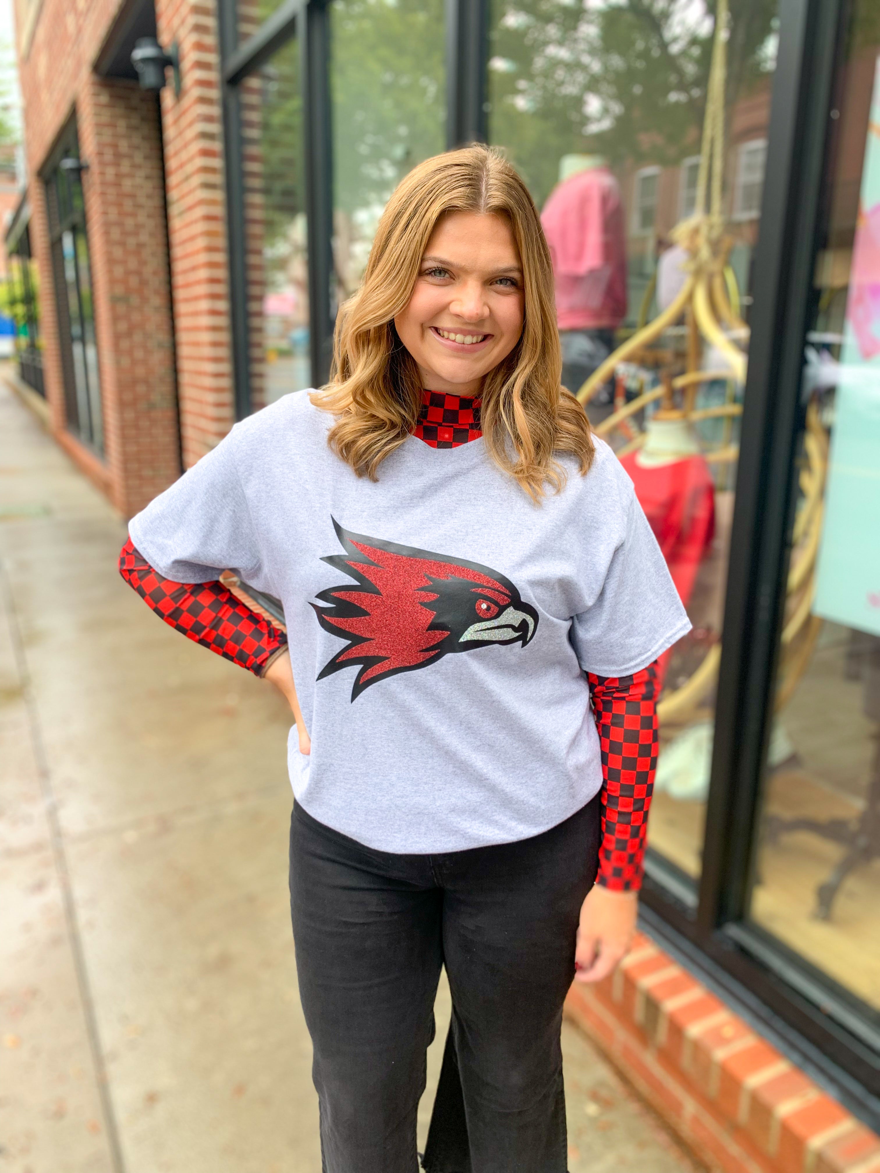 Glitter Redhawk Graphic Tee-Tops - Tees-Peachy Keen Boutique-Peachy Keen Boutique, Women's Fashion Boutique, Located in Cape Girardeau and Dexter, MO