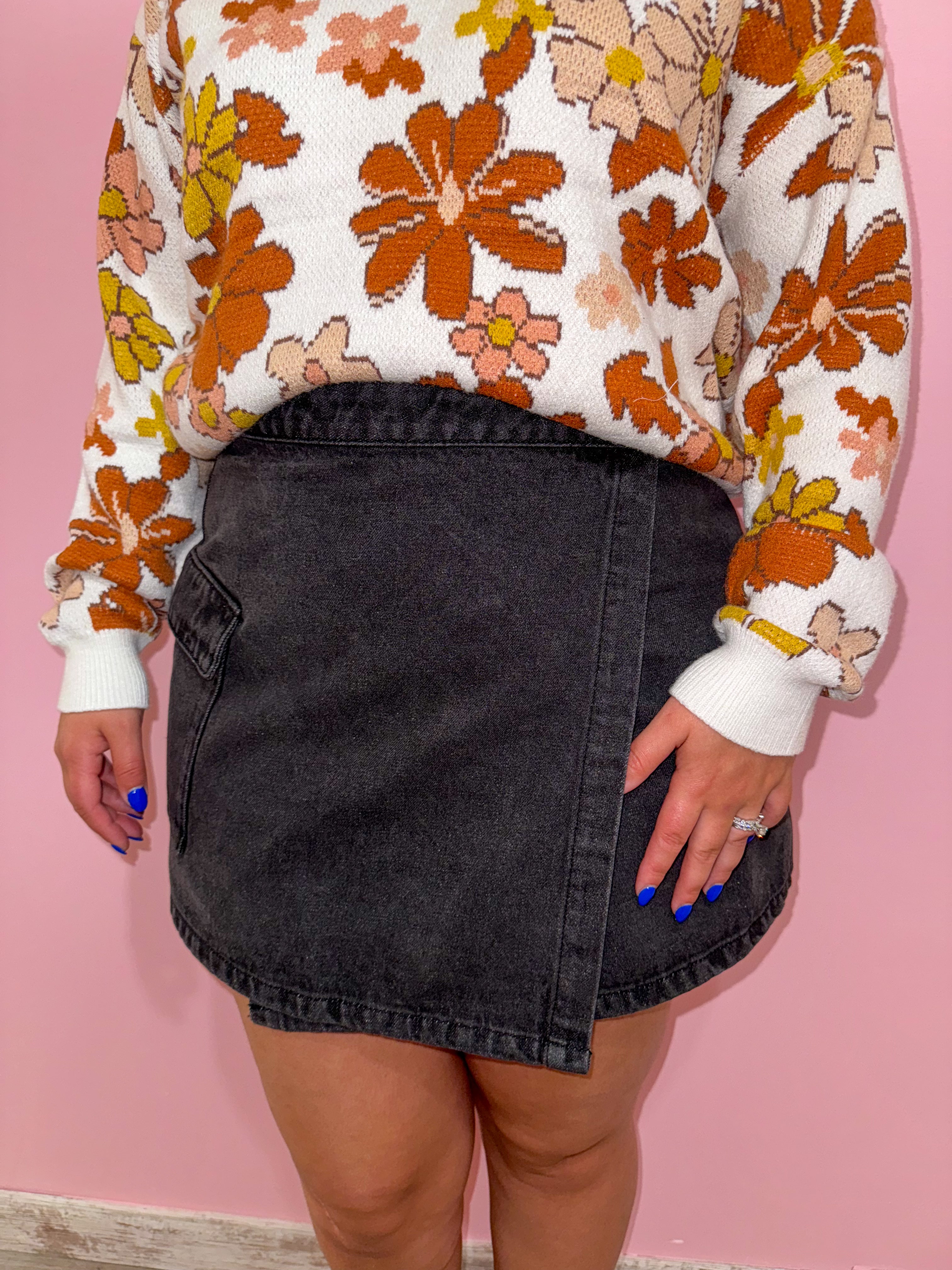 Kaylee Wrap Denim Mini Cargo Skirt-Bottoms - Skirts-The Workshop-Peachy Keen Boutique, Women's Fashion Boutique, Located in Cape Girardeau and Dexter, MO