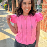 Chrissy Flutter Sleeve Pink Knit Top-Tops-So Me-Peachy Keen Boutique, Women's Fashion Boutique, Located in Cape Girardeau and Dexter, MO