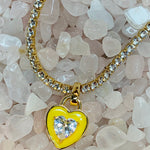 Stone Cold Heart Rhinestone Necklace, Yellow-Necklaces-Qingdao Dadongsheng Jewelry Co.-Peachy Keen Boutique, Women's Fashion Boutique, Located in Cape Girardeau and Dexter, MO