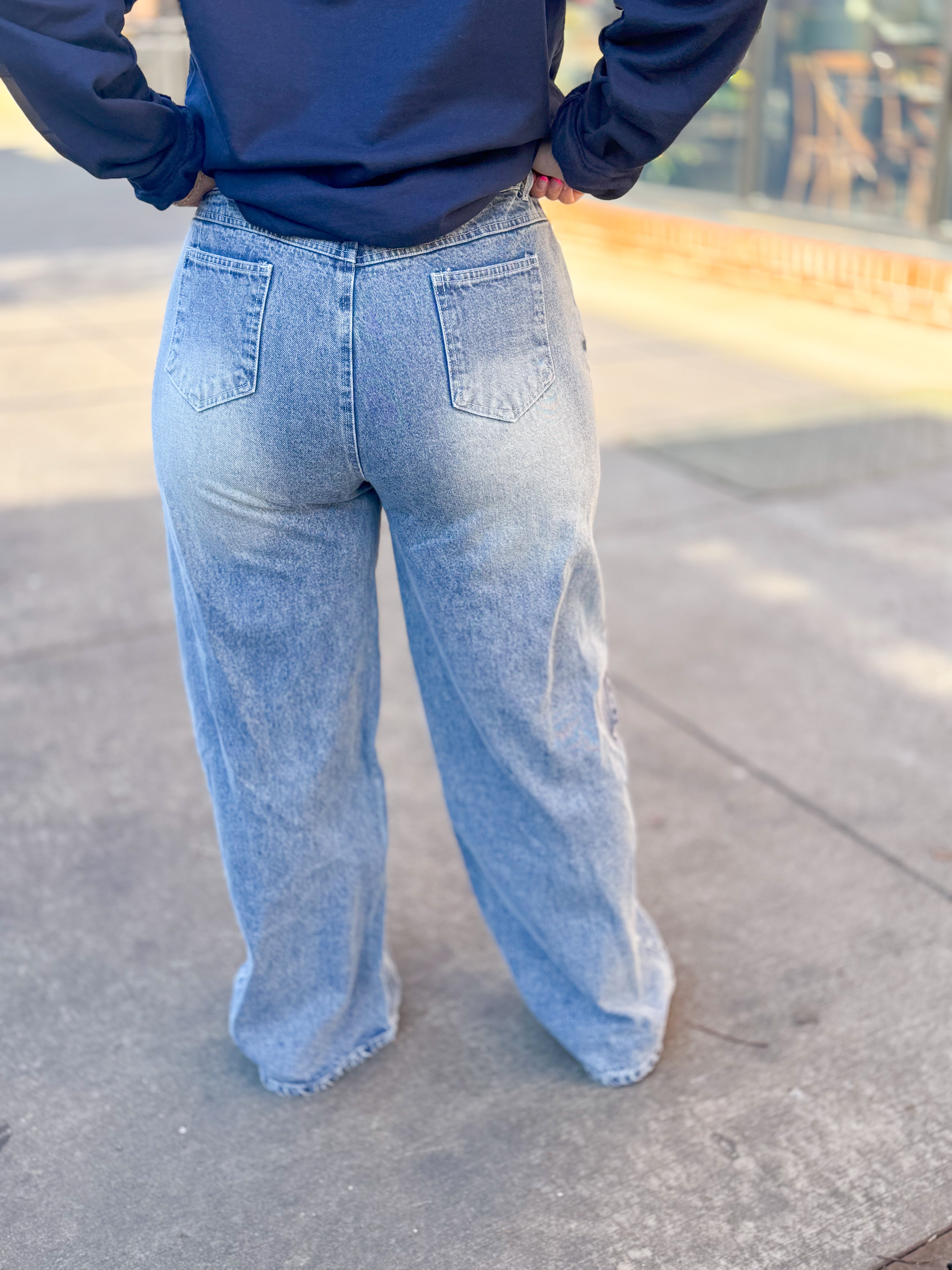 Heart Wide Leg Denim-Bottoms - Denim-Bibi-Peachy Keen Boutique, Women's Fashion Boutique, Located in Cape Girardeau and Dexter, MO