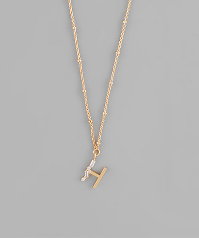 Gold Crystal Initial Necklace-Jewelry - Necklaces-Golden Stella-Peachy Keen Boutique, Women's Fashion Boutique, Located in Cape Girardeau and Dexter, MO