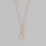 Gold Crystal Initial Necklace-Jewelry - Necklaces-Golden Stella-Peachy Keen Boutique, Women's Fashion Boutique, Located in Cape Girardeau and Dexter, MO