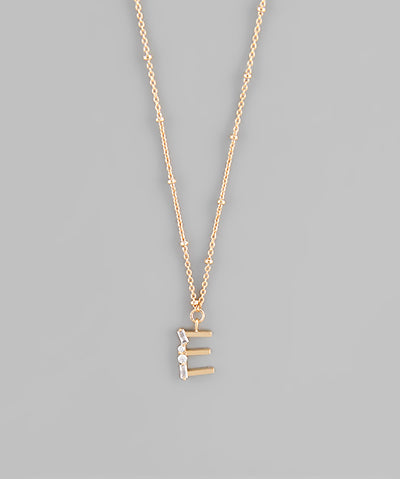 Gold Crystal Initial Necklace-Jewelry - Necklaces-Golden Stella-Peachy Keen Boutique, Women's Fashion Boutique, Located in Cape Girardeau and Dexter, MO