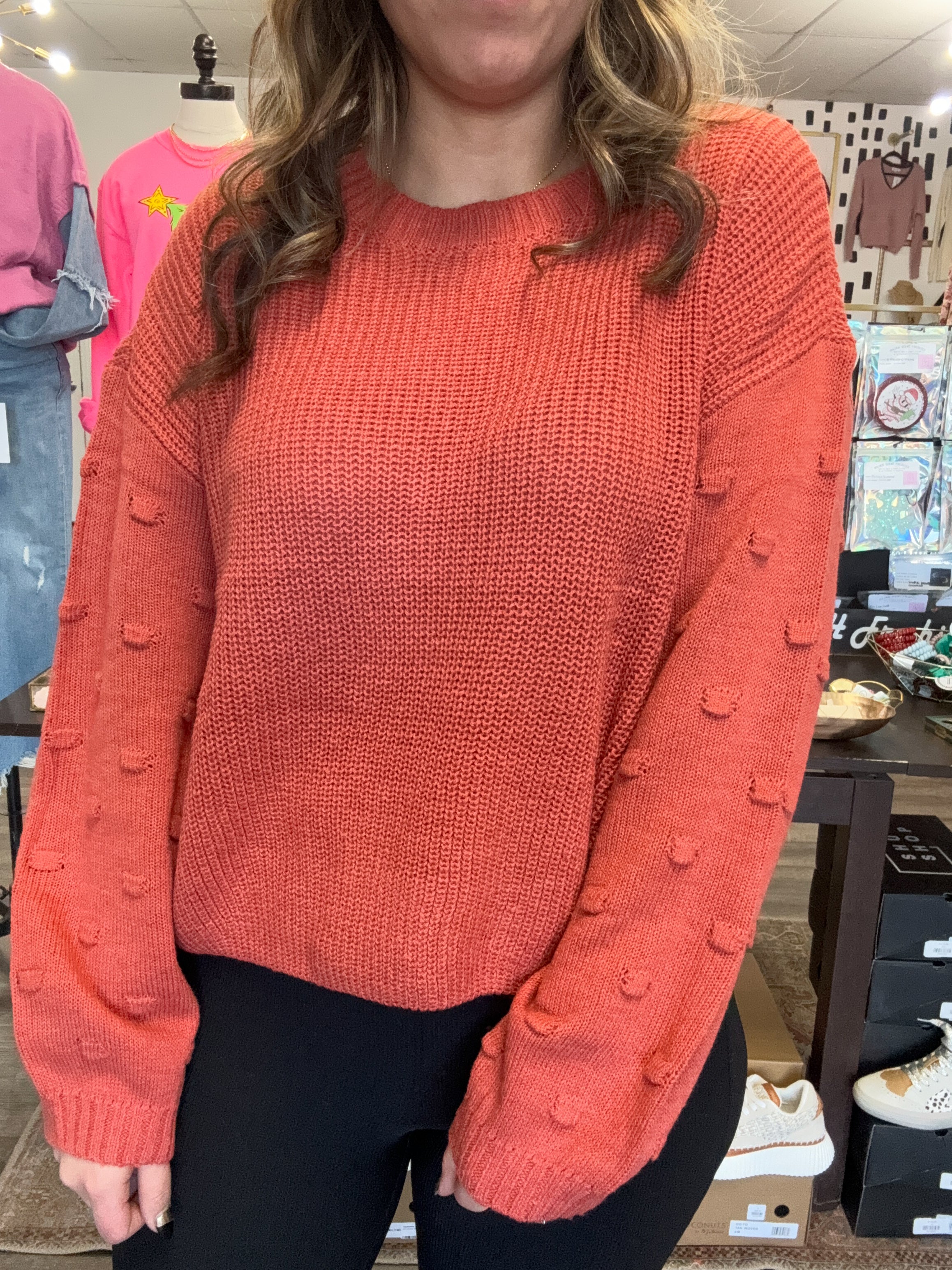 Rust Bubble Sleeve Sweater-Zenana-Peachy Keen Boutique, Women's Fashion Boutique, Located in Cape Girardeau and Dexter, MO